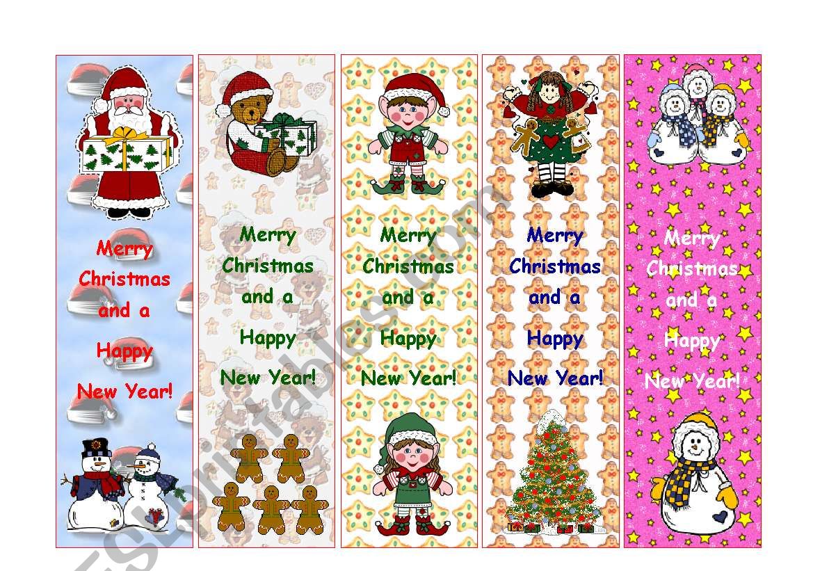 Bookmarks for Christmas worksheet