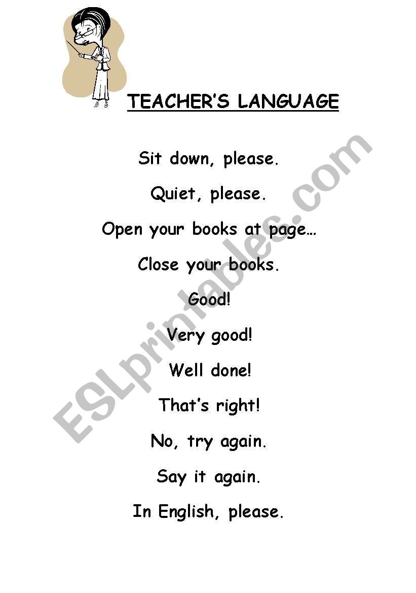 Teachers Language worksheet