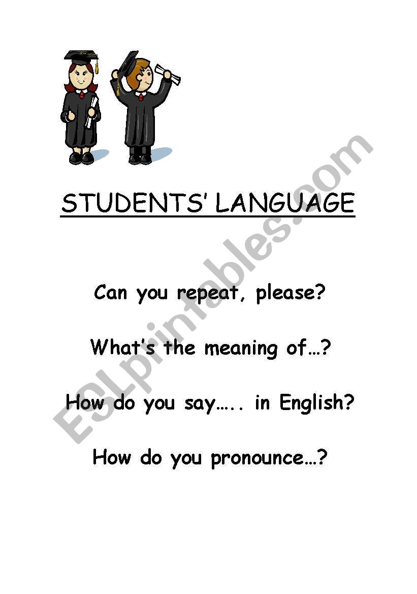 Students Language worksheet