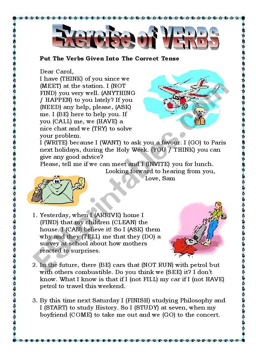 Exercise of Verbs worksheet