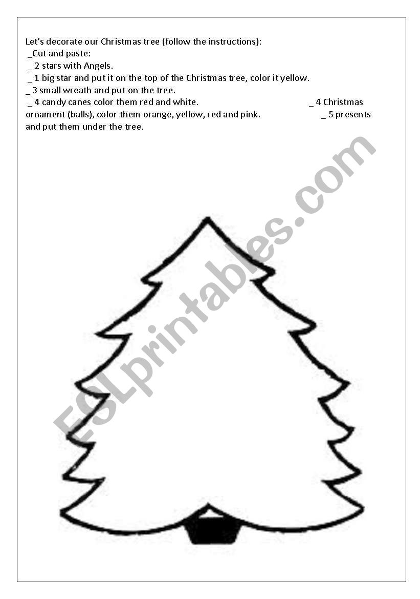 Christmas Tree to decorate worksheet