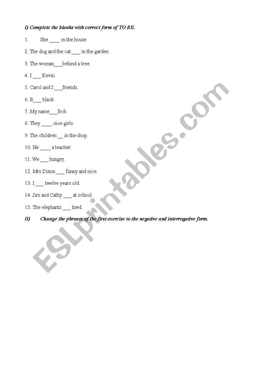 TO BE GRAMMAR worksheet