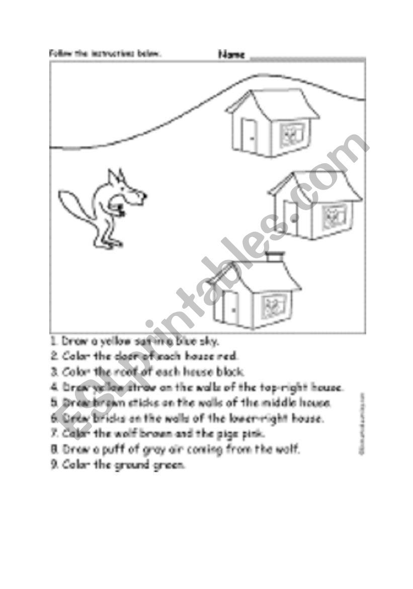 3 little pigs worksheet