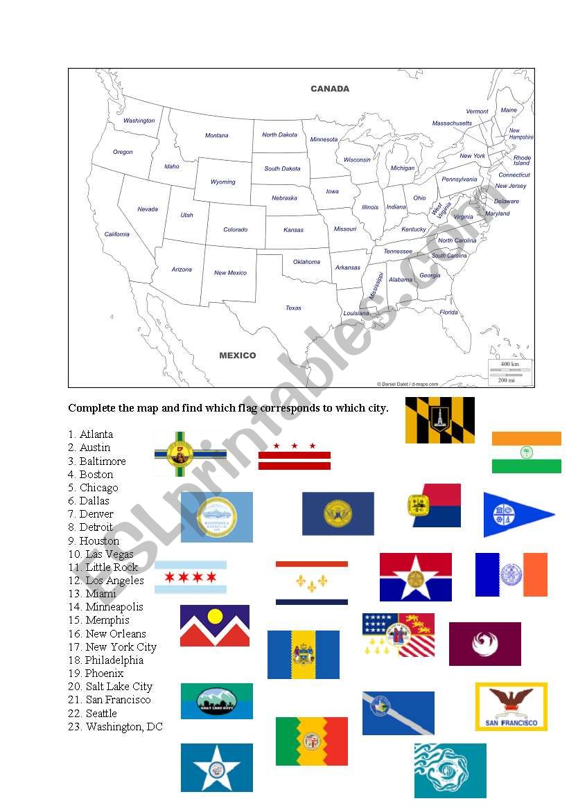 USA Map worksheet