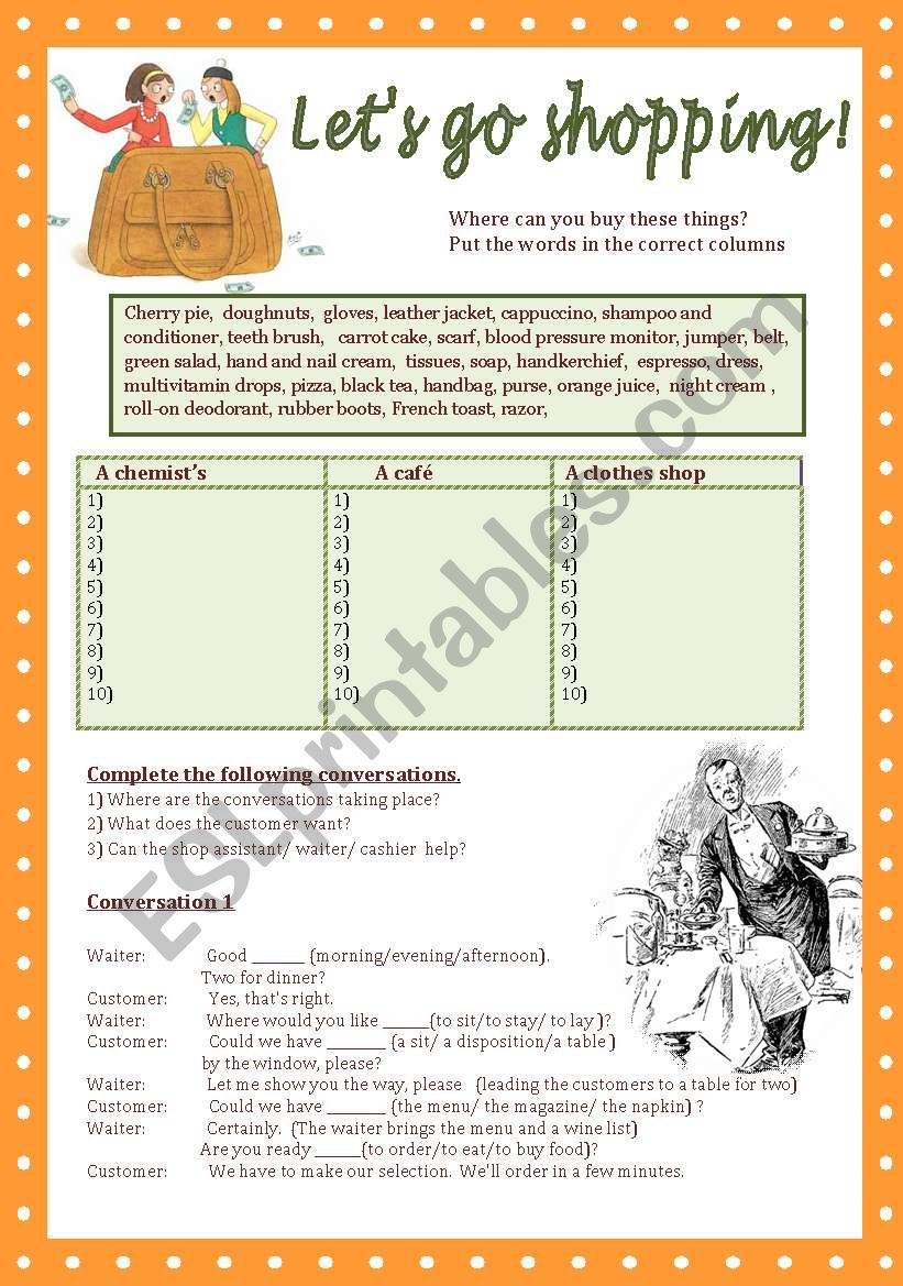 Lets go shopping! worksheet