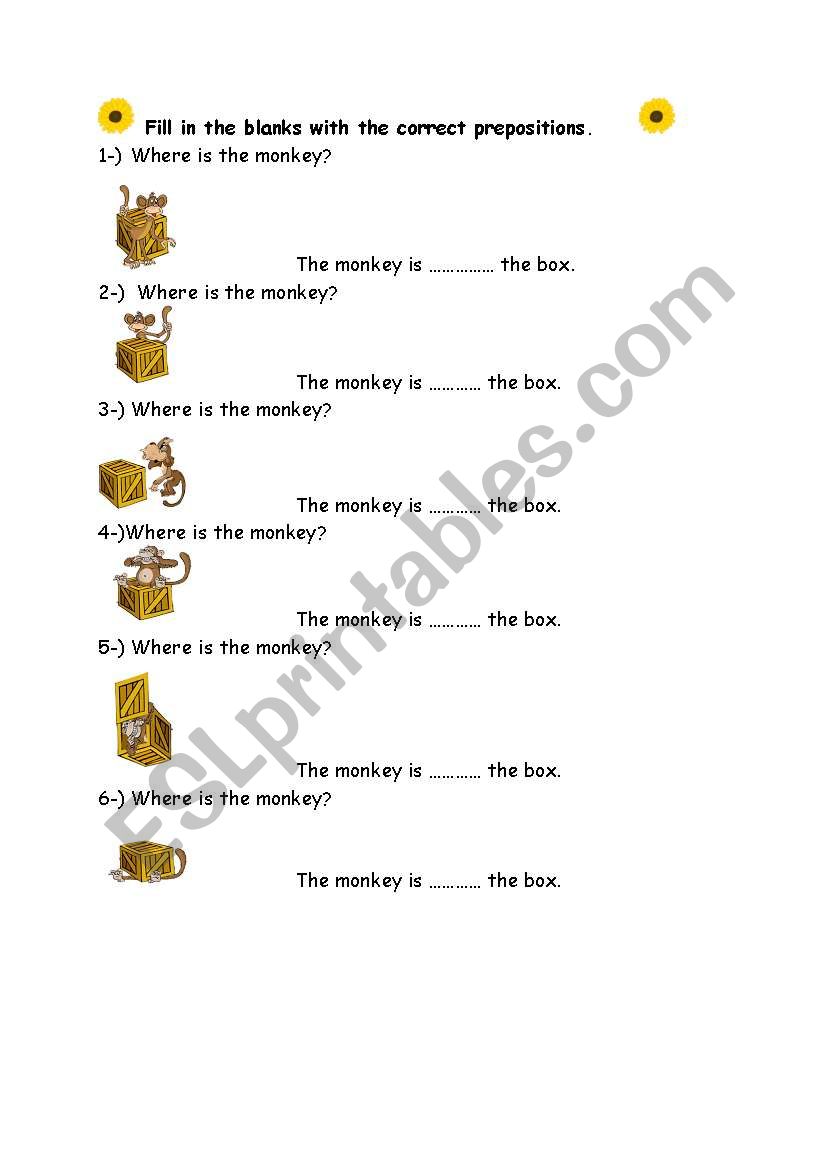 Prepositions worksheet