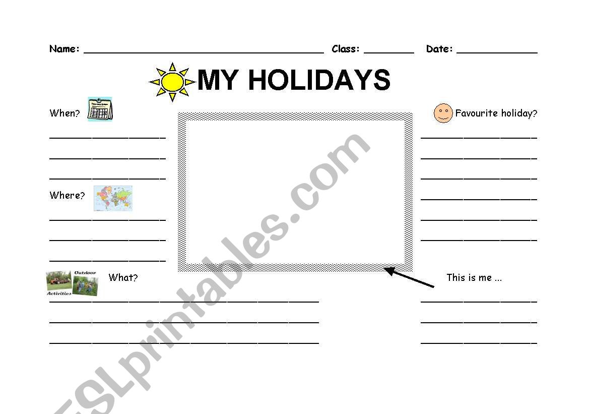 My holidays worksheet
