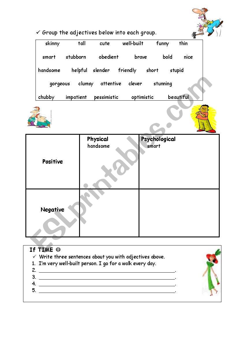 personality adjectives worksheet