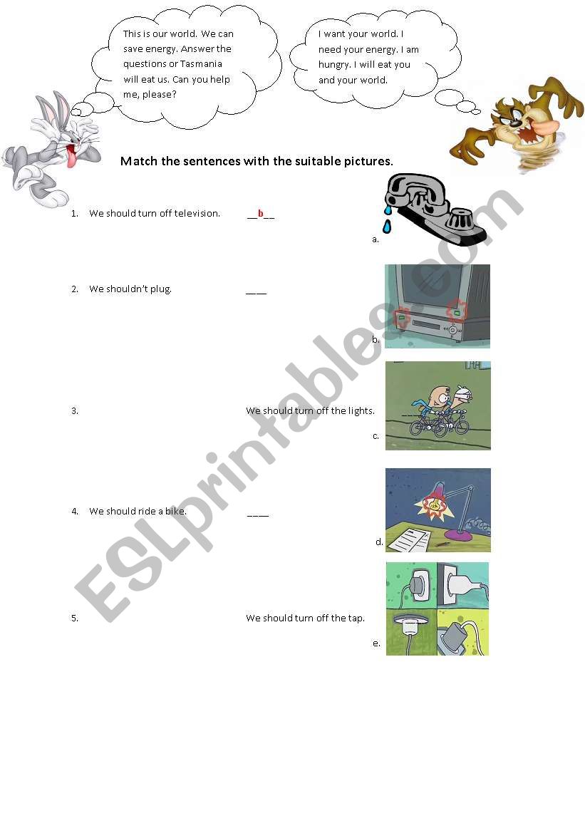 energy saving activitiy worksheet