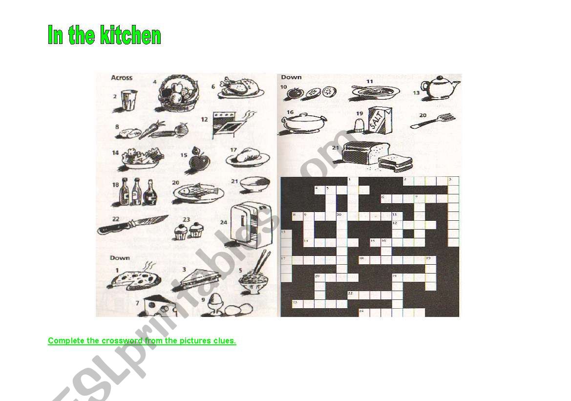 In the kitchen worksheet