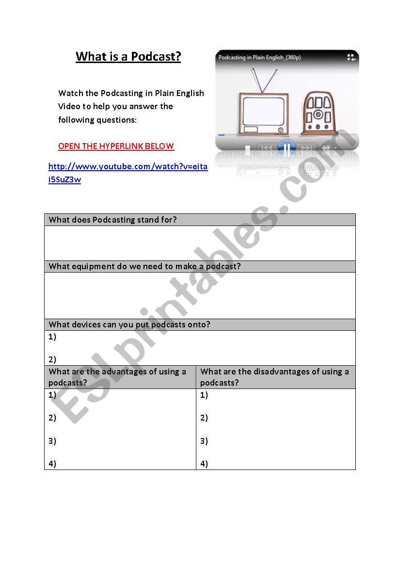 What is a Podcast? worksheet