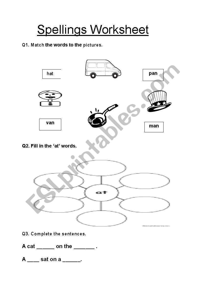 spellings worksheet worksheet