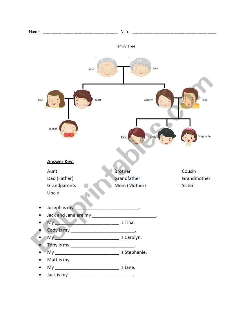 Family Tree worksheet