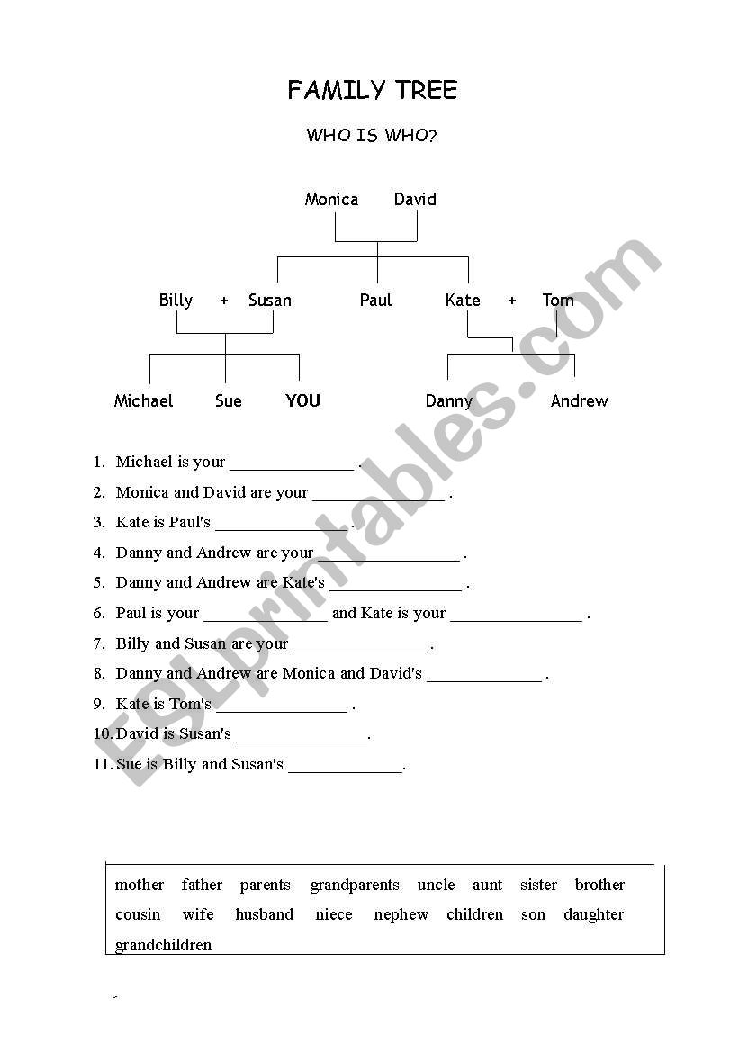 family tree  worksheet