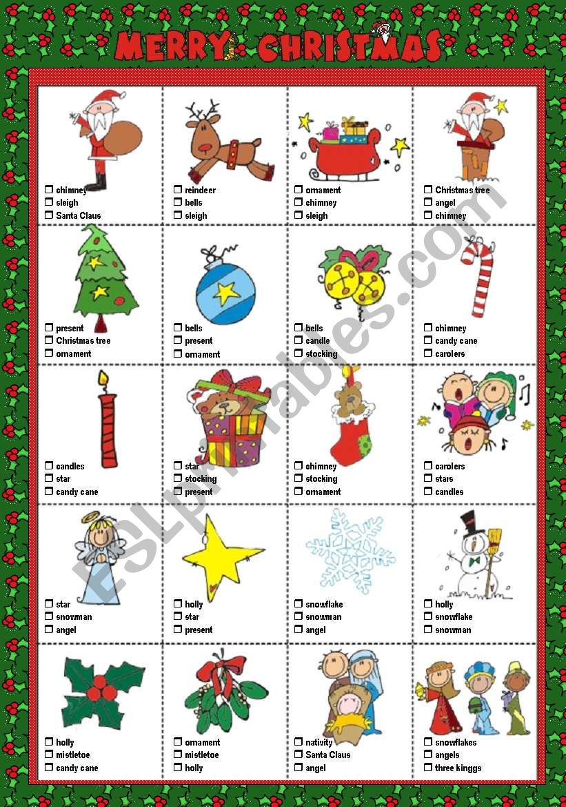 Christmas test worksheet