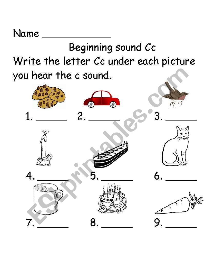 Beginning Sounds Cc  worksheet