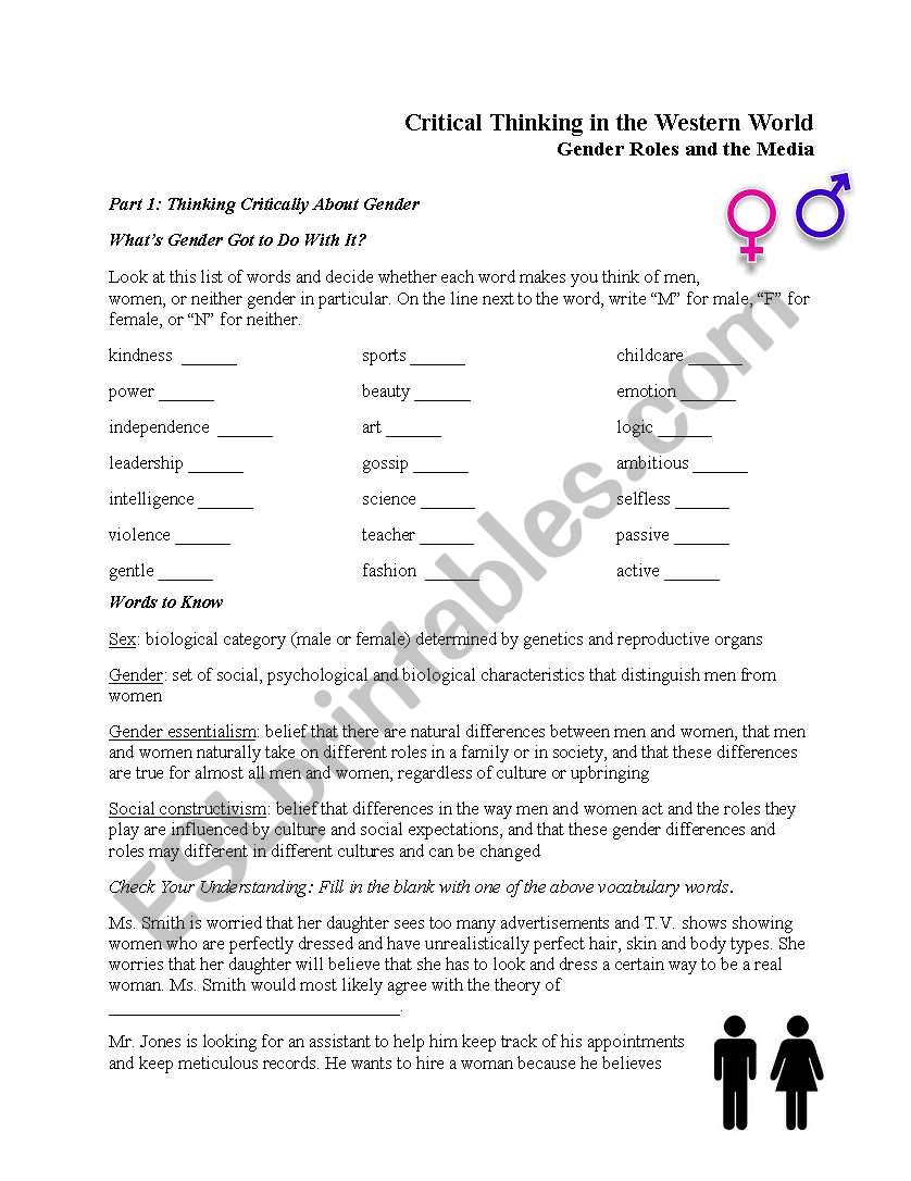critical thinking questions about gender roles