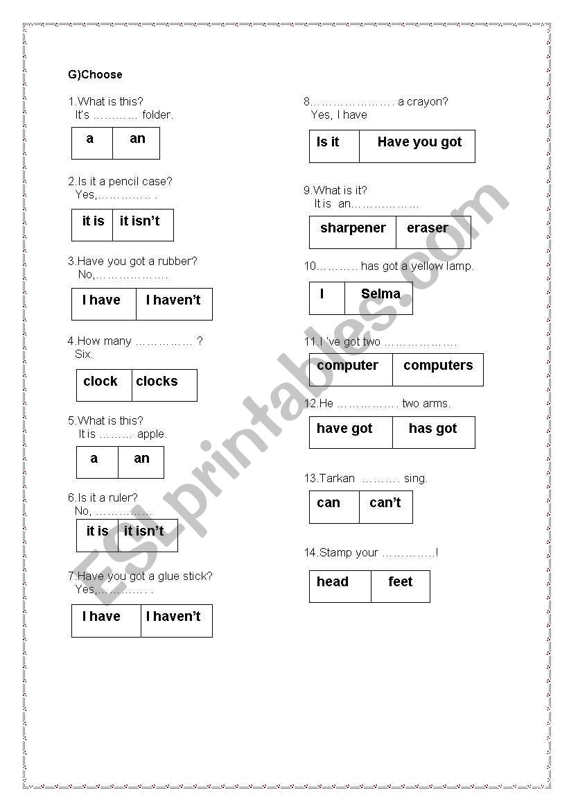 A short test for youung learners