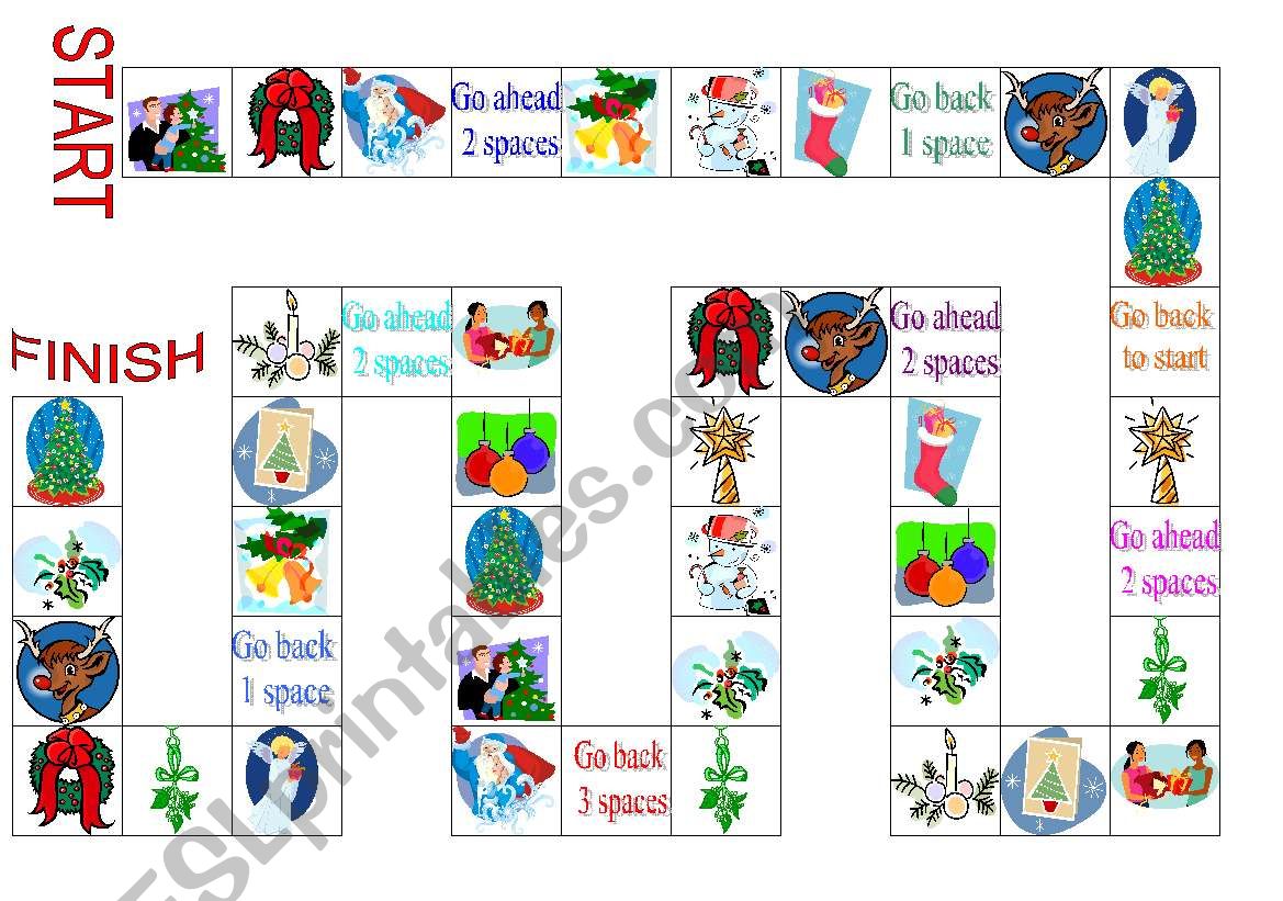 Christmas board game worksheet