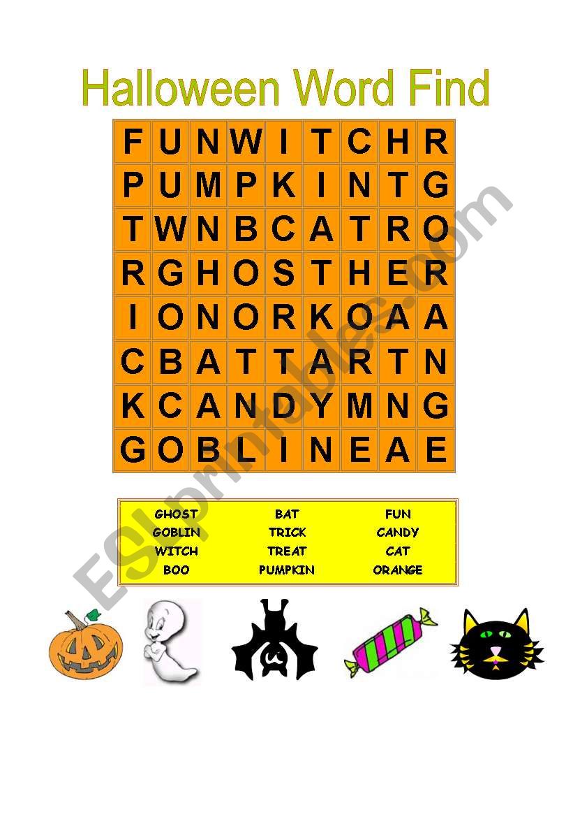 Halloween Word Find worksheet