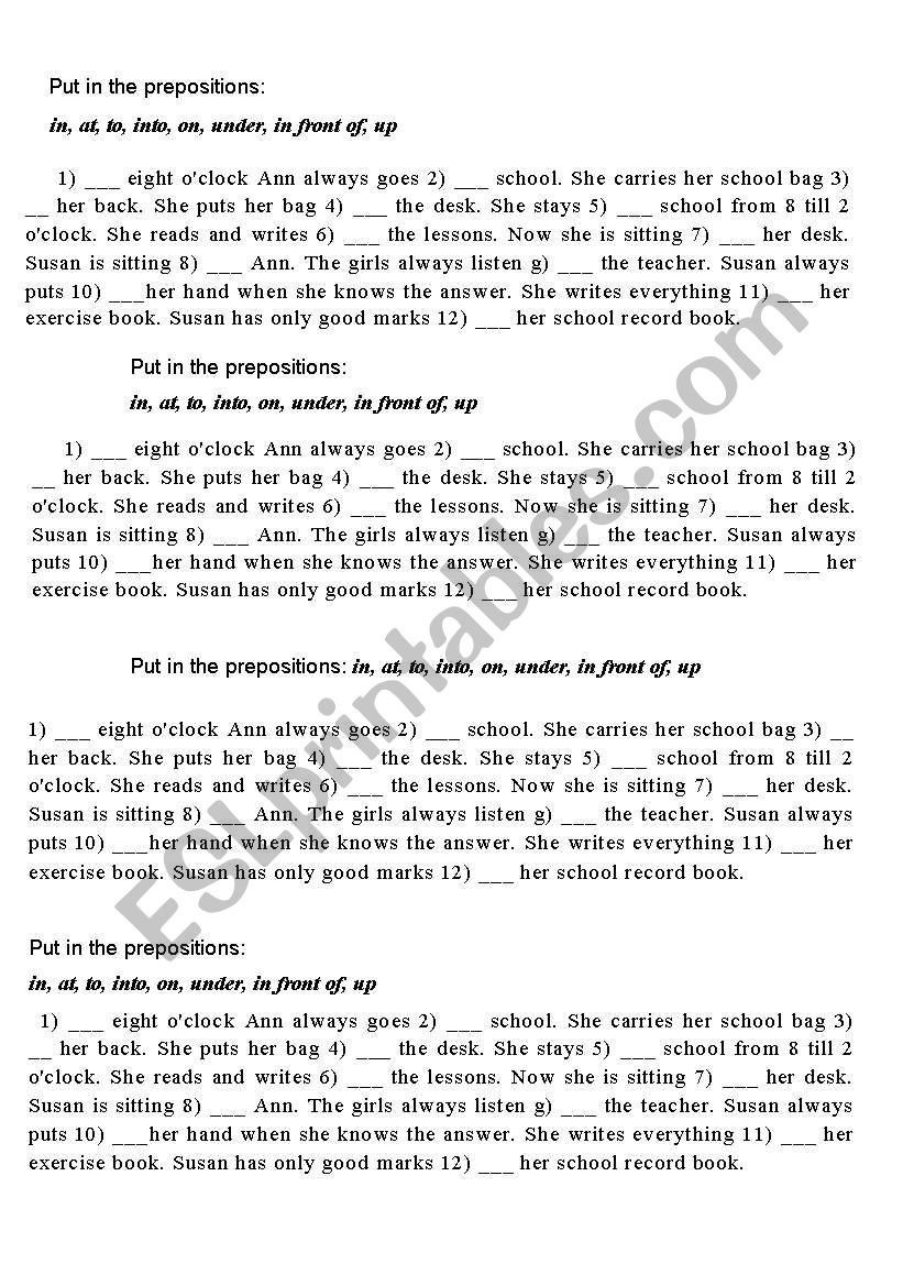 prepositions of place and movement