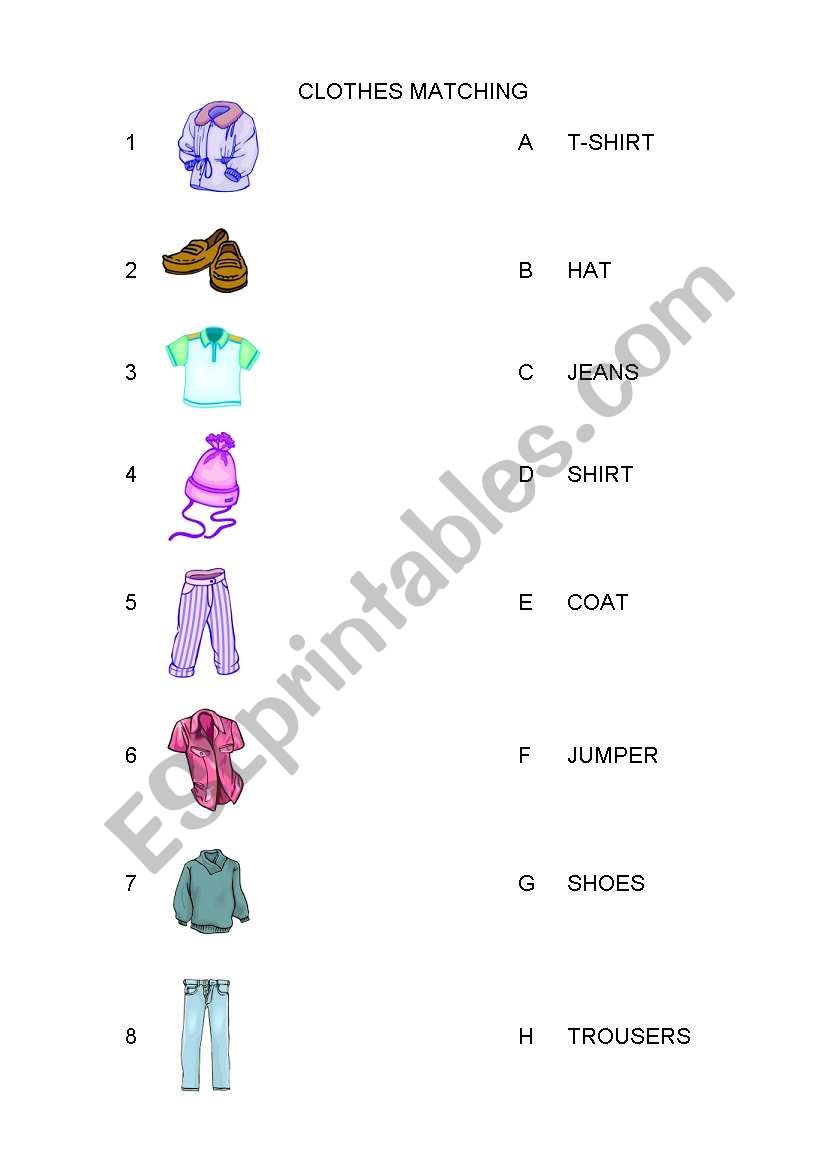 Match the Clothes to the words