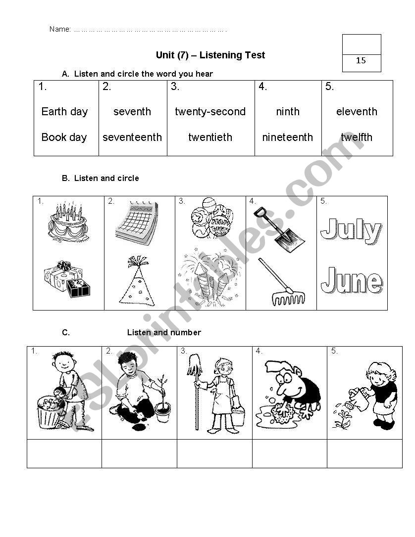 Months of the year worksheet