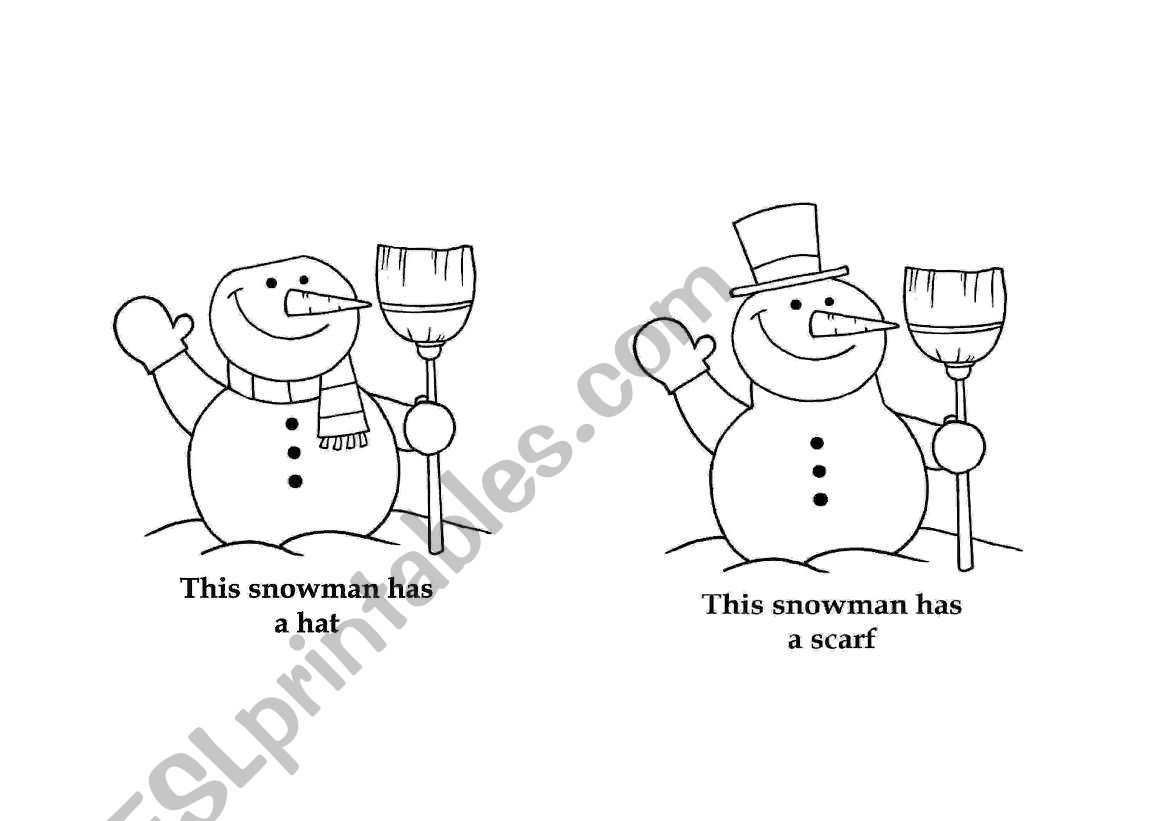 Snowman book 3/4 worksheet