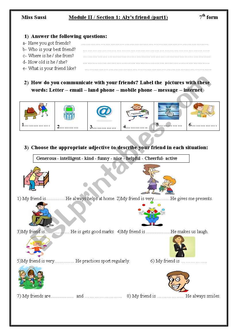 Alys friend part 2 worksheet