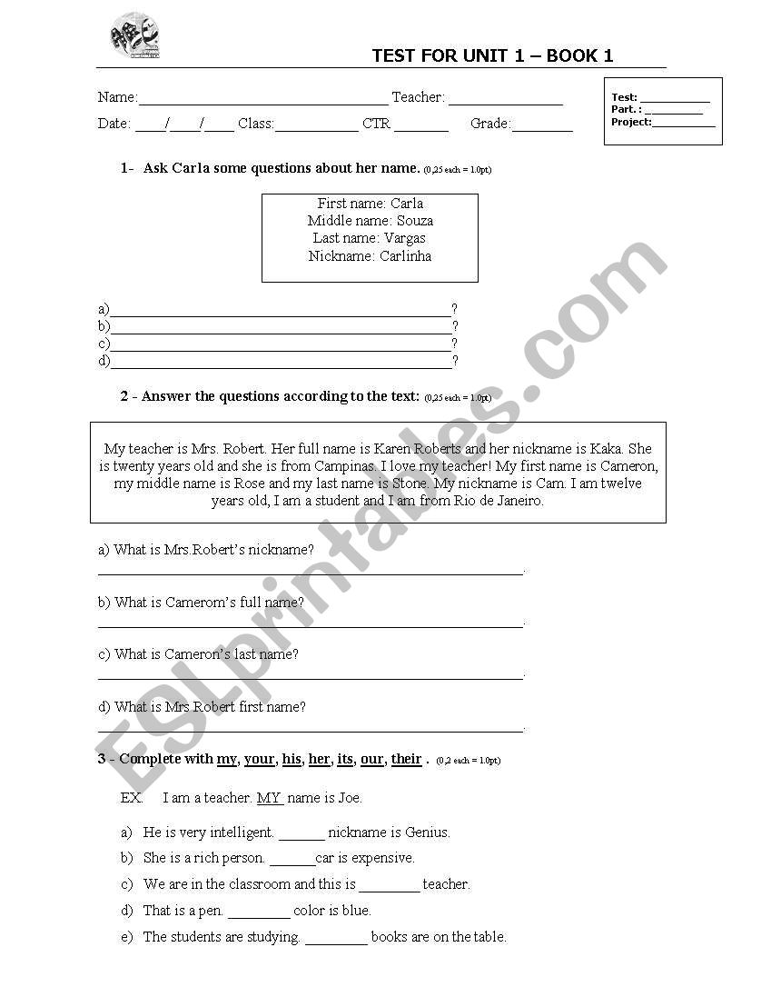 Exercices worksheet