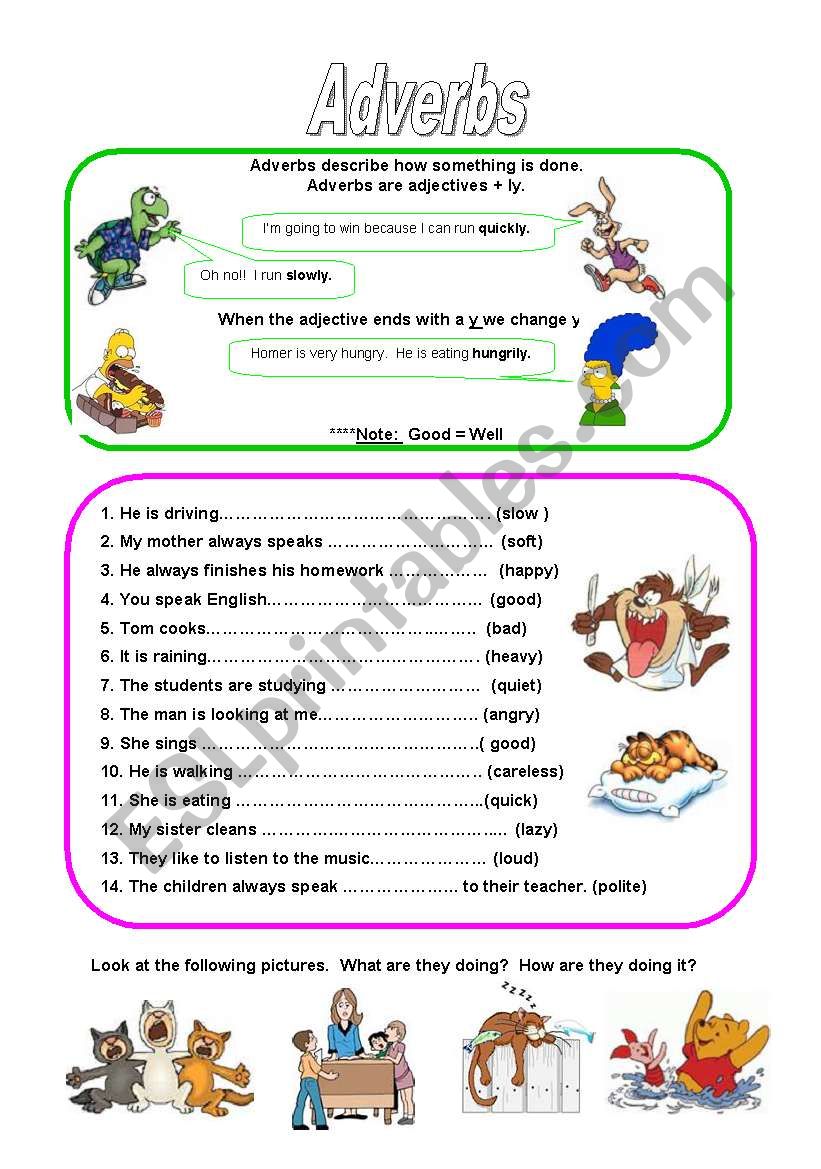 Adverbs worksheet