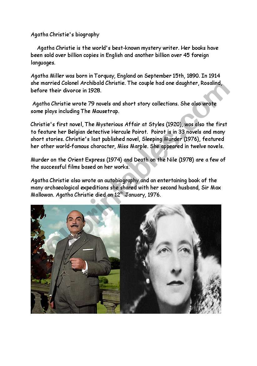 Agatha Christie Reading Comprehension