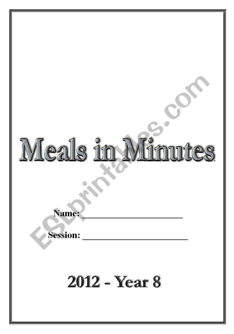 Meals in Minutes worksheet