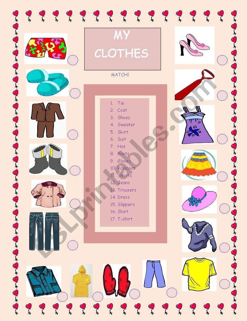 My Clothes  worksheet