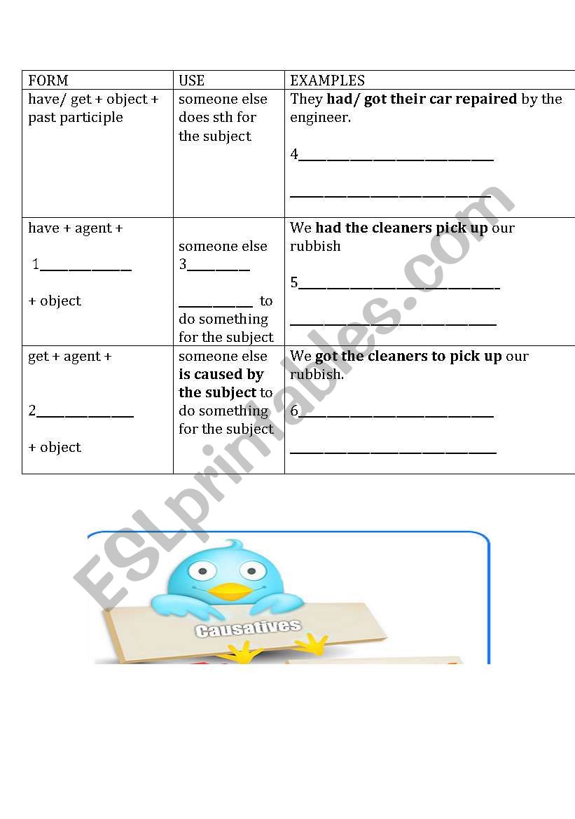 Causatives worksheet