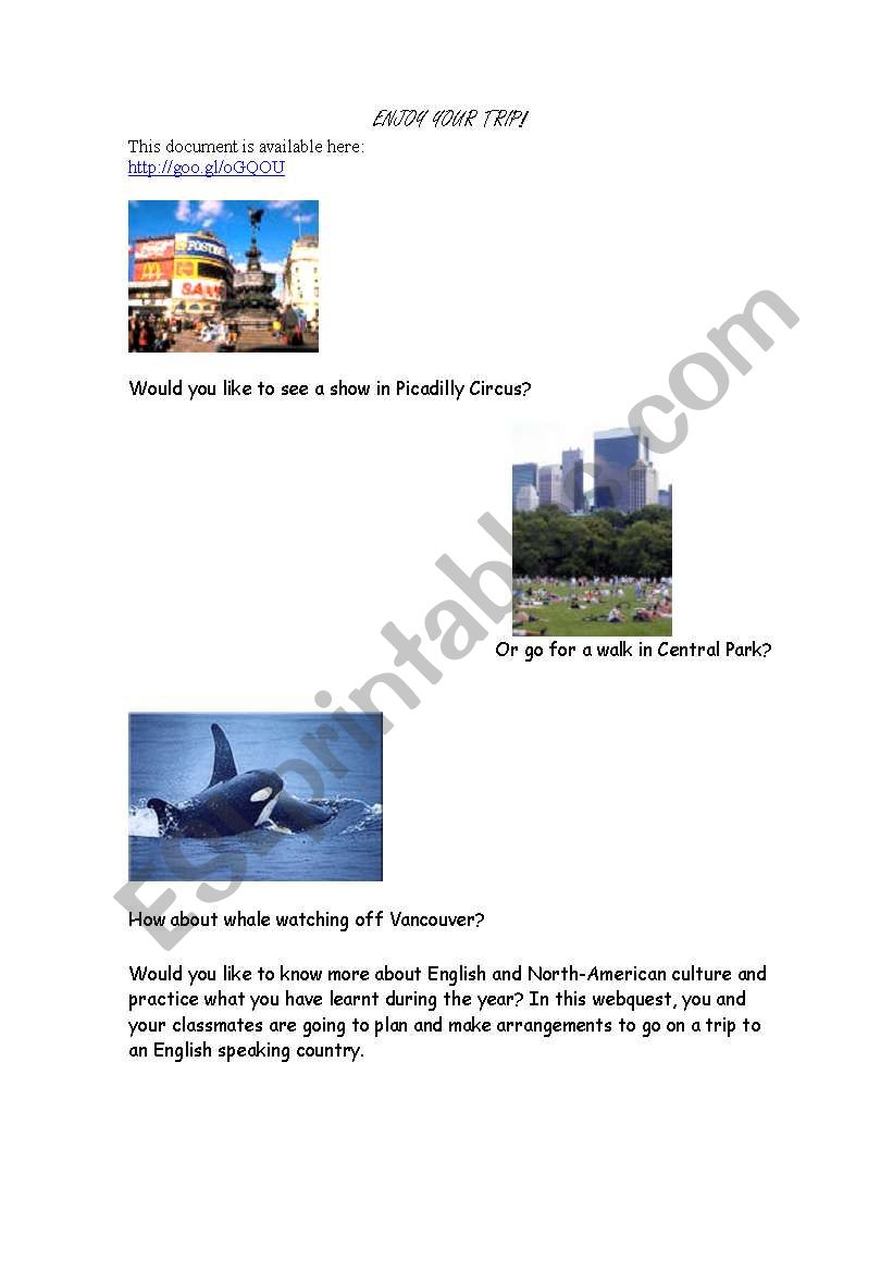 sample Web Quest worksheet