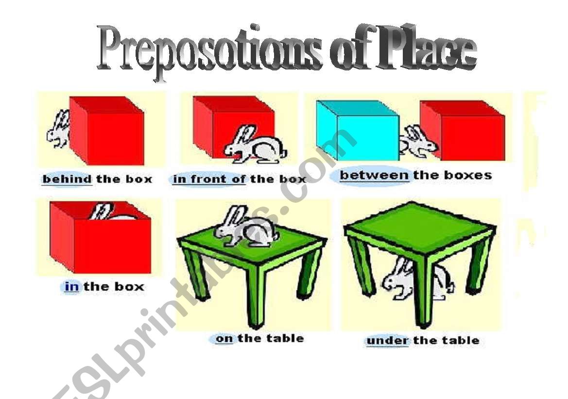 PREPOSITIONS OF PLACES worksheet