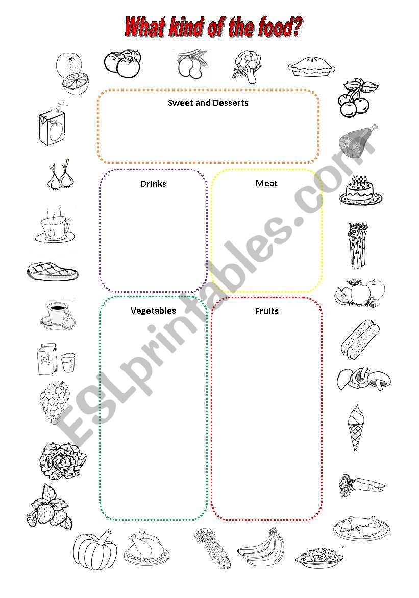 kind of food worksheet