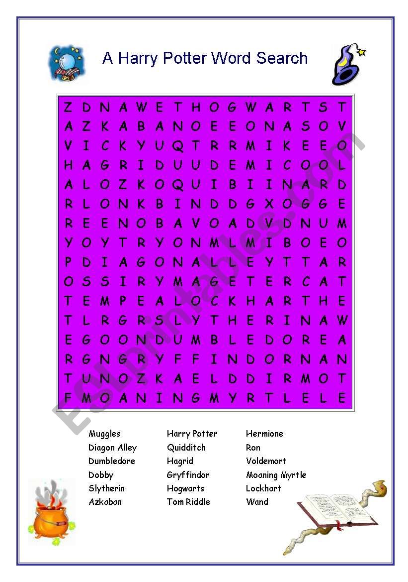 Harry Potter Word Find worksheet