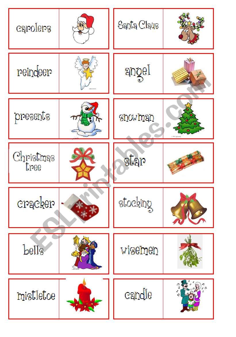Christmas dominoes worksheet
