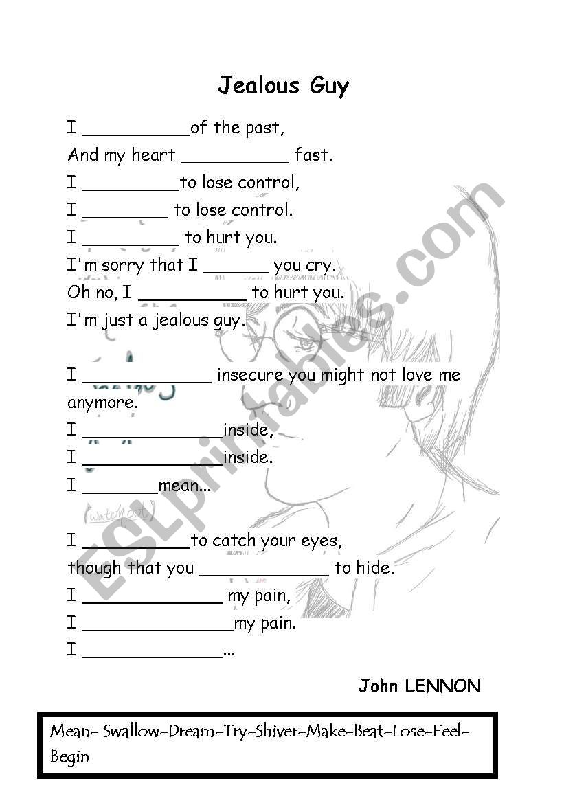 jealous guy worksheet