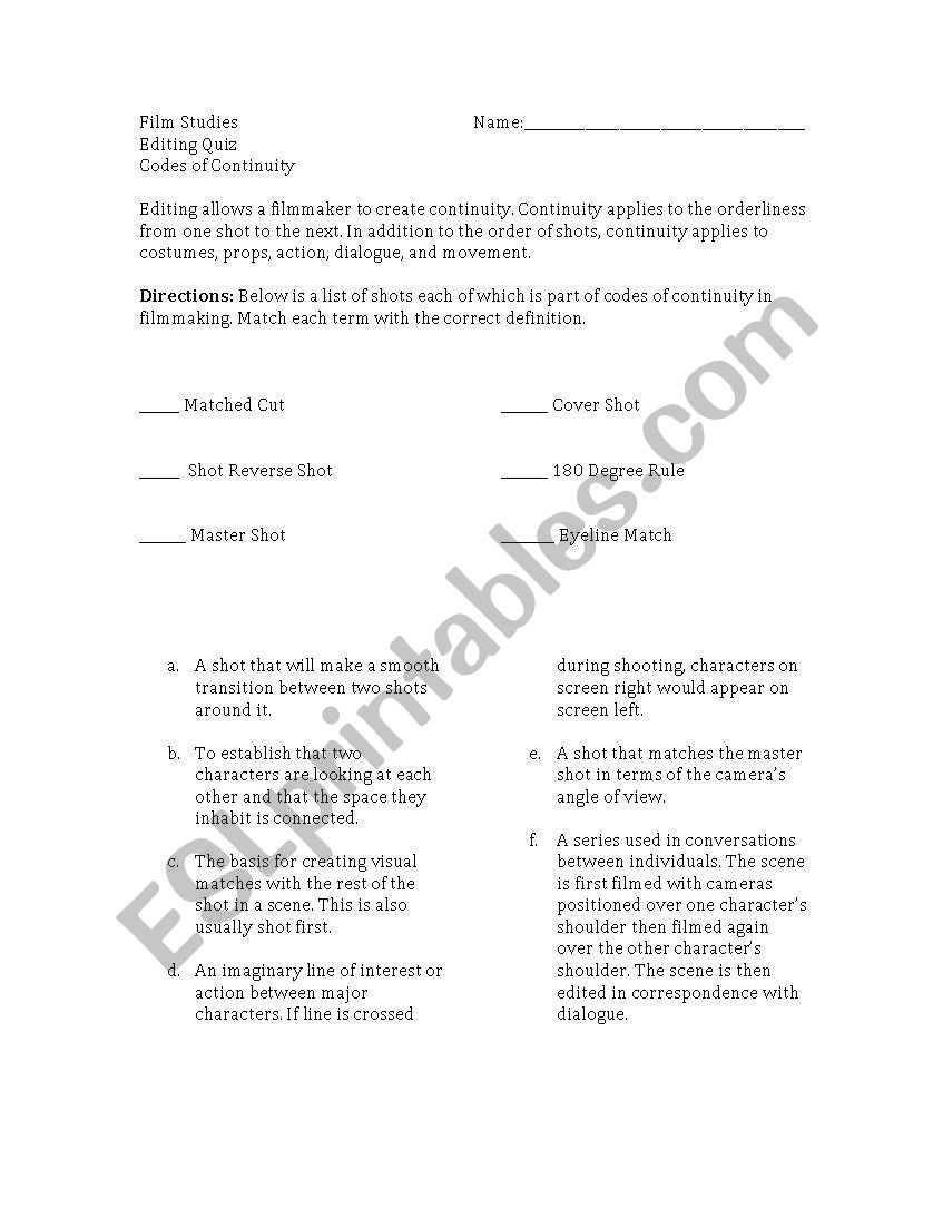 Codes of Continuity Quiz worksheet