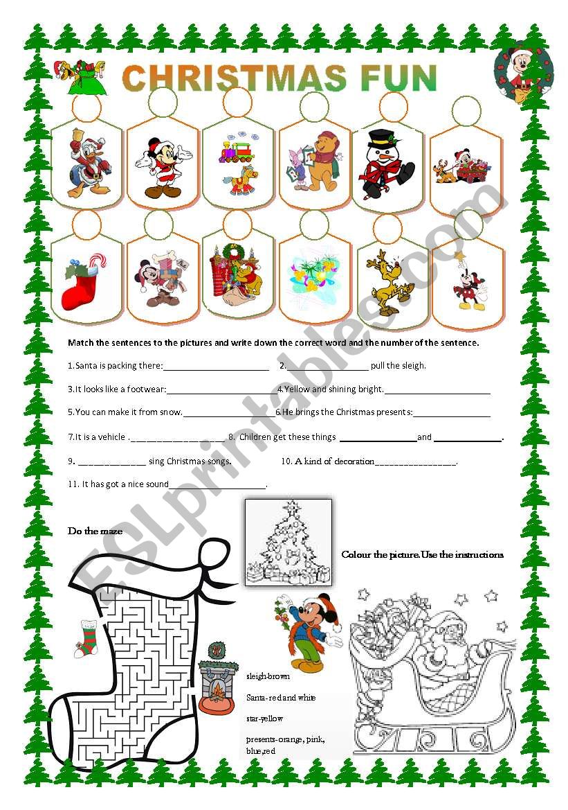 Christmas fun worksheet