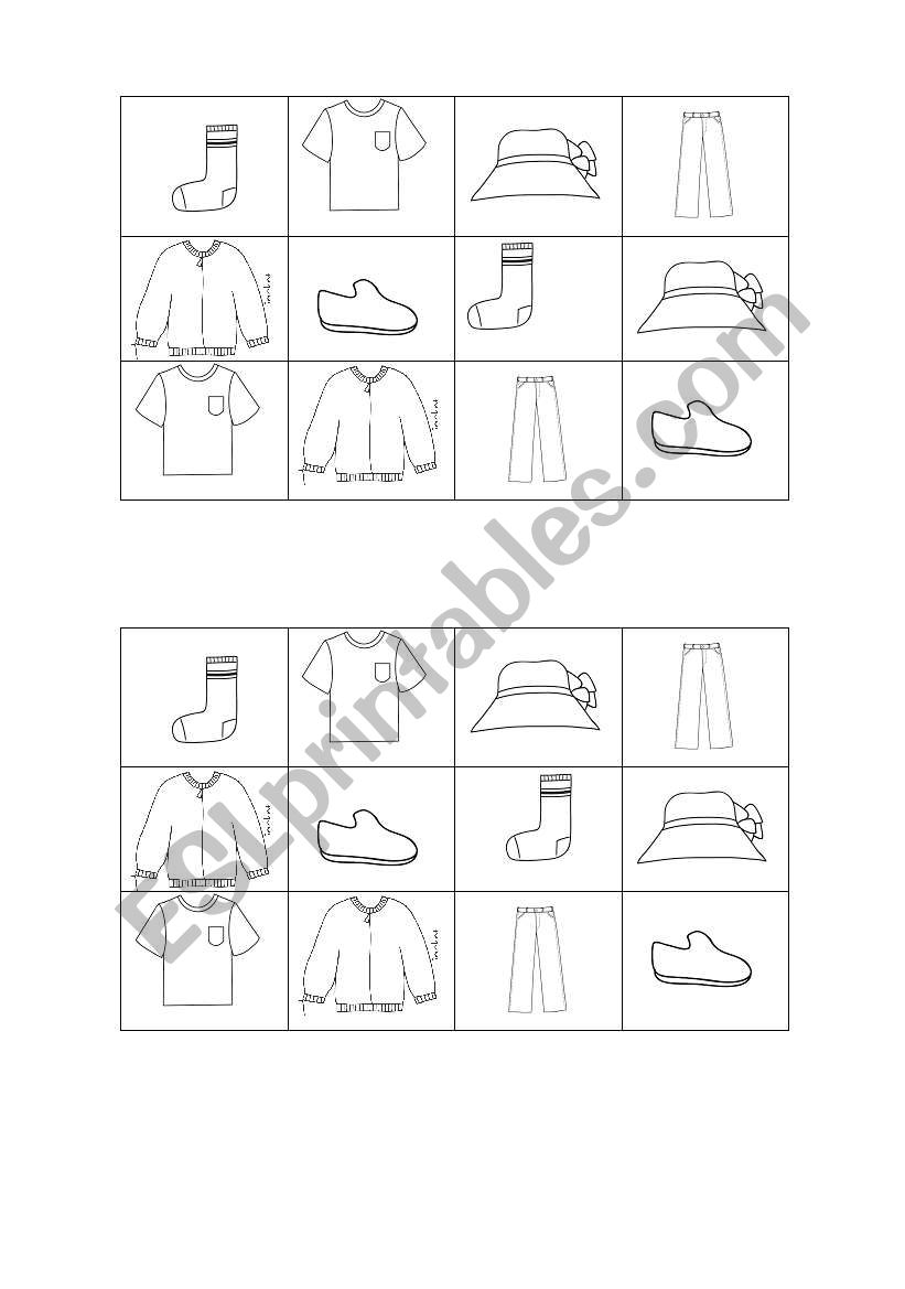 Bingo (Clothes)  worksheet