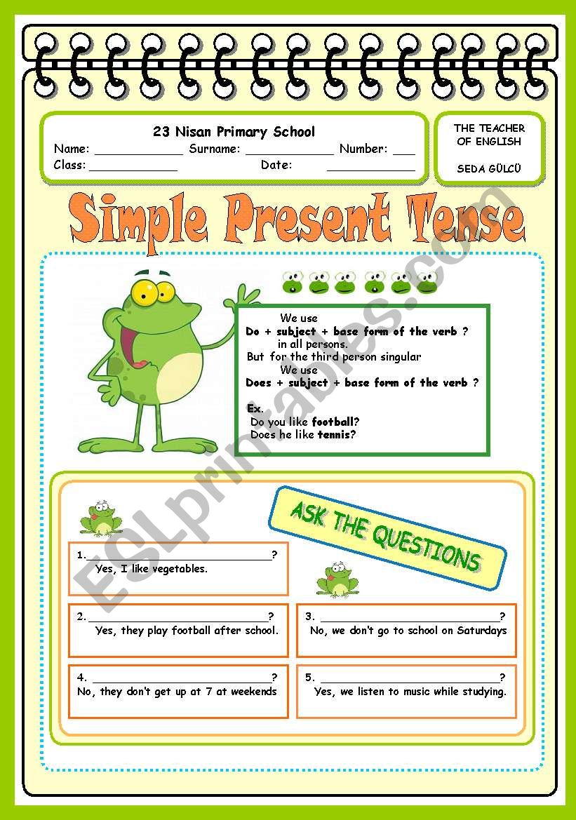 simple present form  worksheet