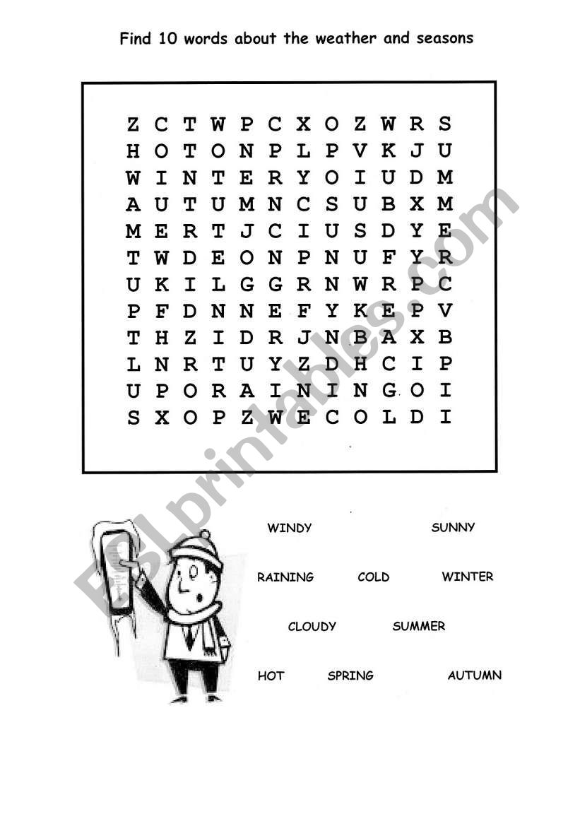 Months and seasons Wordsearch worksheet