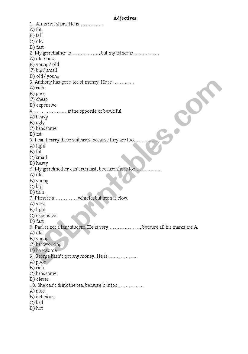 test worksheet