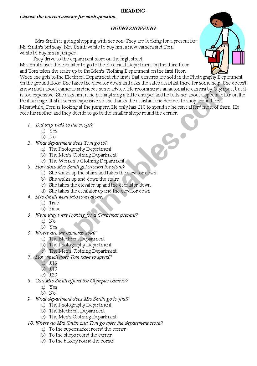 Going Shopping worksheet