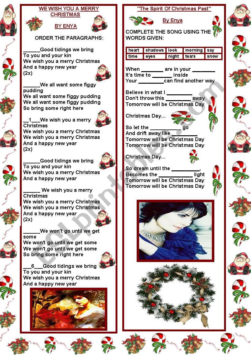 SONGS BOUT CHRISTMAS BY ENYA worksheet