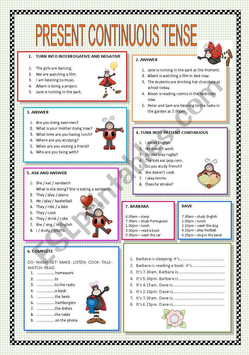 PRESENT CONTINUOUS worksheet